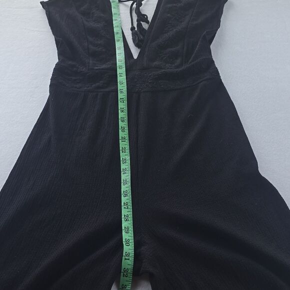 Zara Black Contrasting Short Sleeve V-Neck Open Back Jumpsuit Size M - Picture 9 of 11